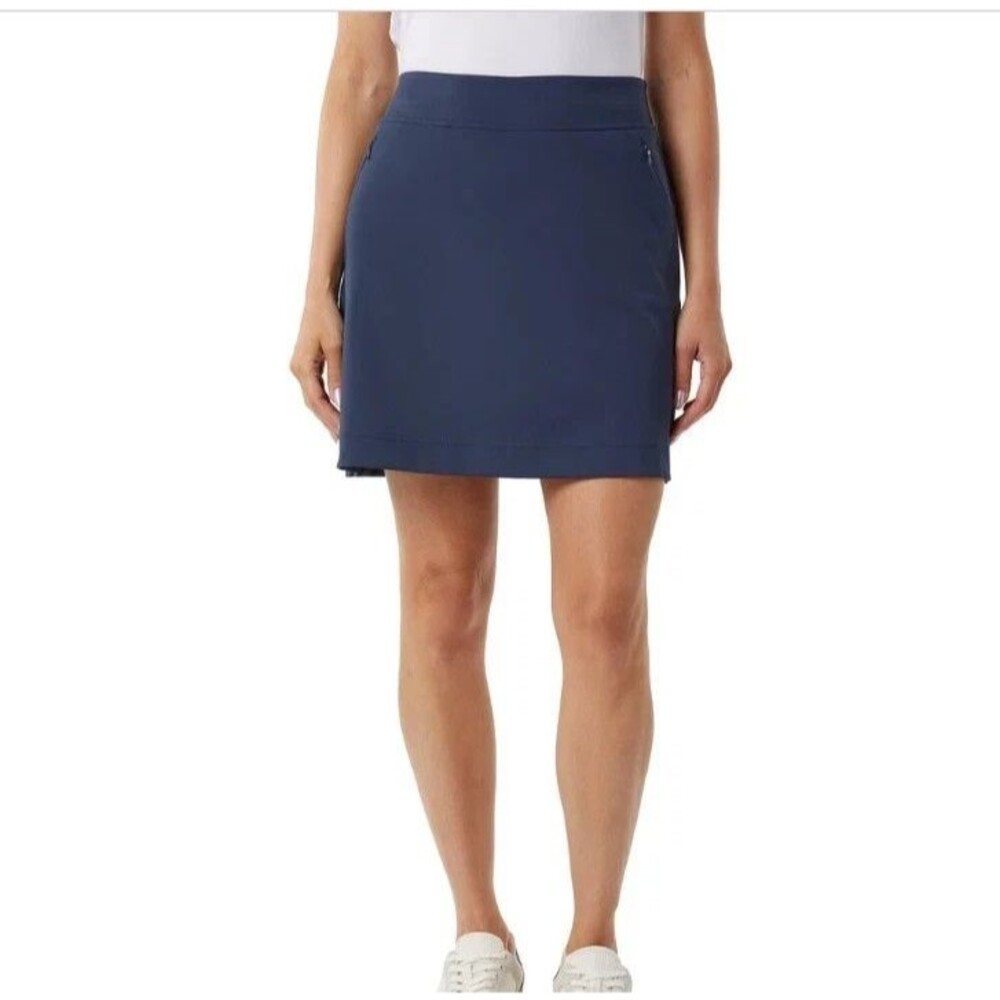32 Degrees Cool Luxe Stretch Athletic Skort Navy Blue Zip Pockets Women’s Large